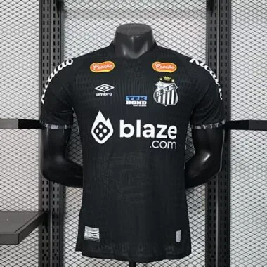 25-26 All Sponsor Santos Black Special Edition Kit Player Version Soccer AAAAJersey Yupoo