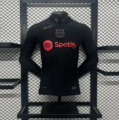 24-25 Barcelona Away Black Long Sleeve Kit Spotify Player Version Football AAAAJersey Yupoo