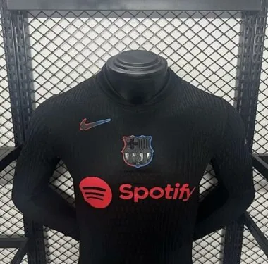 24-25 Barcelona Away Black Long Sleeve Kit Spotify Player Version Football