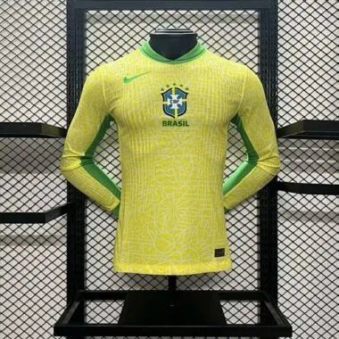 2024 Brazil Home Player Version Long Sleeves Soccer Jerseys Yupoo