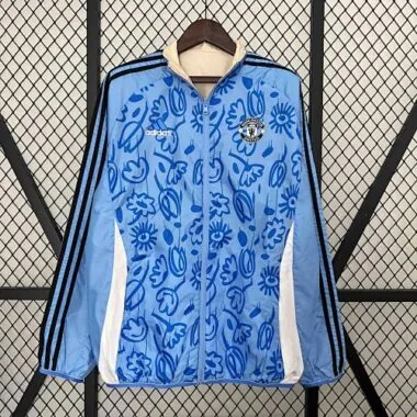 2024 Manchester United Blue&Beige Trench Coat Reversible Windbreaker Jacket Soccer