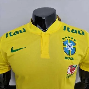 Polo «Brazil» de cuello bajo, amarillo