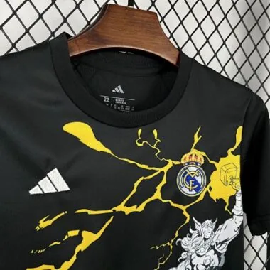 25-26 Real Madrid Black Pre-Match Kids Kit Soccer T-Shirt