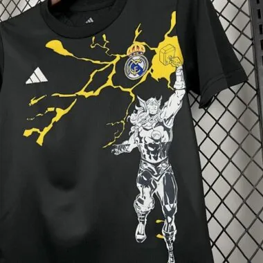 25-26 Real Madrid Black Pre-Match Kids Kit Soccer T-Shirt