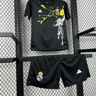 25-26 Real Madrid Black Pre-Match Kids Kit Soccer T-Shirt