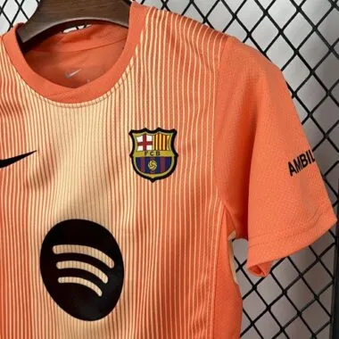 25-26 Barcelona Orange Goalkeeper Kids Kit Soccer T-Shirt