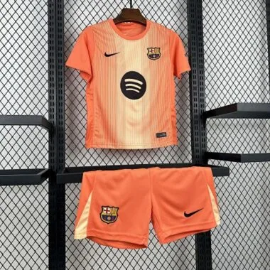 25-26 Barcelona Orange Goalkeeper Kids Kit Soccer T-Shirt