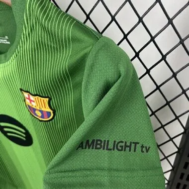 25-26 Barcelona Green Goalkeeper Kids Kit Soccer T-Shirt