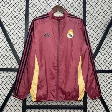 25-26 Real Madrid White&Red Trench Coat Reversible Windbreaker Jacket Soccer
