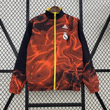 25-26 Real Madrid Yellow&Red Trench Coat Reversible Windbreaker Jacket Soccer