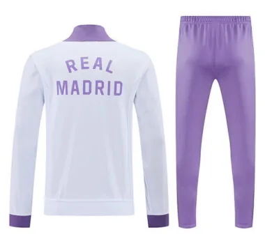 25-26 Real Madrid White&amp;Purple Hoodie Tracksuit Long Jacket Suits