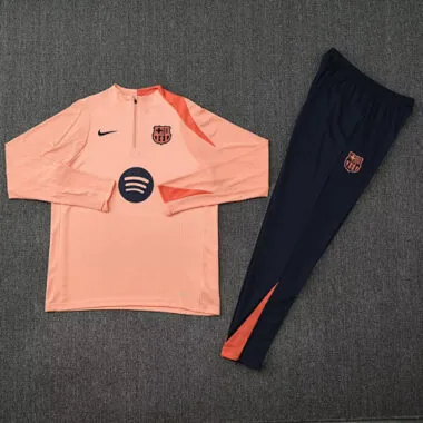25-26 Barcelona Orange Training Kits Long Football Tracksuits