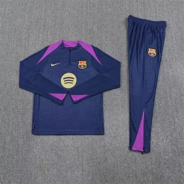 25-26 Barcelona Navy Training Kits Long Football Tracksuits