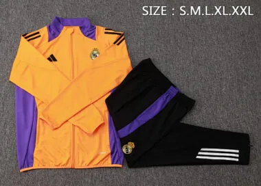 24-25 Real Madrid Orange&amp;Blue Football Tracksuit Long Jacket Suits