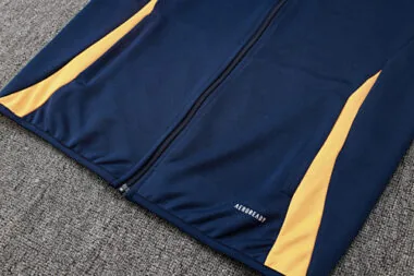 24-25 Real Madrid Navy&amp;Yellow Football Tracksuit Long Jacket Suits