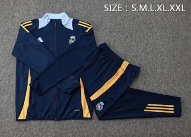 24-25 Real Madrid Navy&amp;Yellow Football Tracksuit Long Jacket Suits