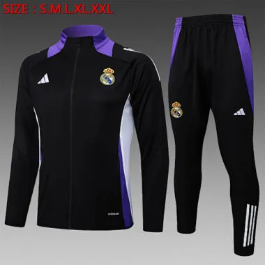 24-25 Real Madrid Black&amp;Purple Football Tracksuit Long Jacket Suits