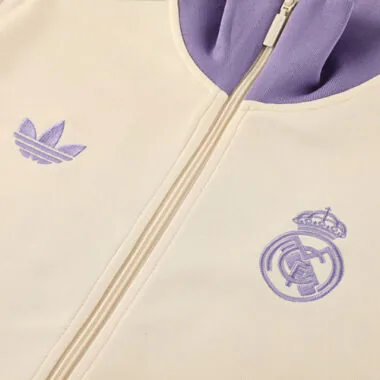 24-25 Real Madrid Beige&amp;Purple Football Tracksuit Long Jacket Suits