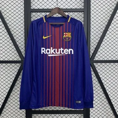 17-18 Barcelona Home Retro Long Sleeve Kit Vintage Shirt AAAAJersey Wholesale Yupoo