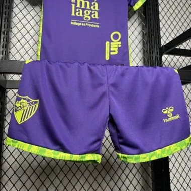 24-25 Malaga Away Kid Kits Youth Apparels Football
