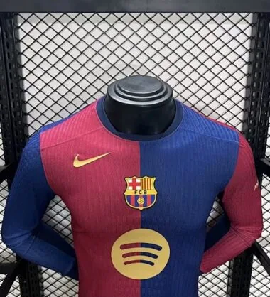 24-25 Barcelona Home Long Sleeve Kit Player Version Shirt Soccer