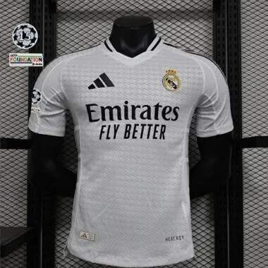 24-25 Real Madrid Home Kit Player Version Shirt With All Kind of Badges Soccer