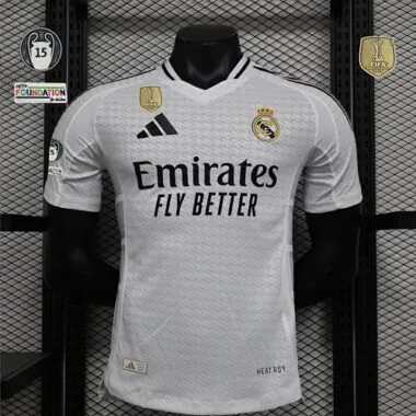 24-25 Real Madrid Home Kit Player Version Shirt With All Kind of Badges Soccer