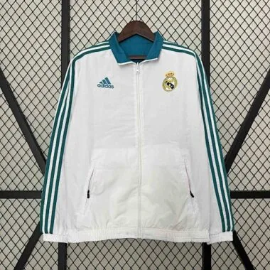 23-24 Real Madrid Trench Coat Reversible White&Blue Double-Sides Jacket AAAAJersey Yupoo