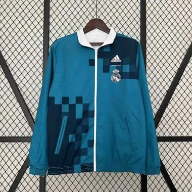23-24 Real Madrid Trench Coat Reversible White&Blue Double-Sides Jacket AAAAJersey Yupoo