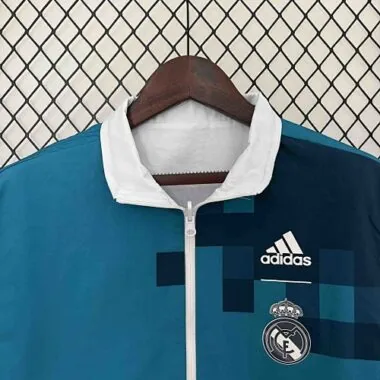 23-24 Real Madrid Trench Coat Reversible White&Blue Double-Sides Jacket AAAAJersey Yupoo