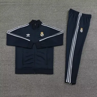 24-25 Real Madrid Long Sleeve Kits Black Jacket Suits Soccer Jerseys