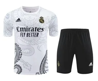 24-25 Real Madrid White Dragon Training Kits(Top+Shorts) Football Replicas Yupoo