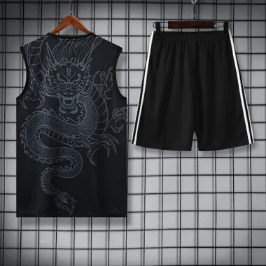 24-25 Real Madrid Dragon Black Training Vest Kits(Top+Shorts) Football