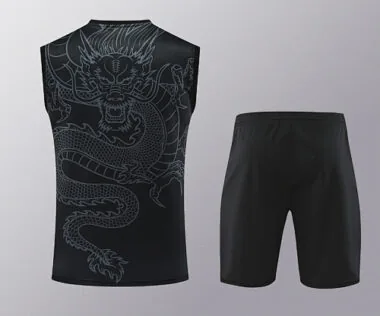 24-25 Real Madrid Dragon Black Training Vest Kits(Top+Shorts) Football