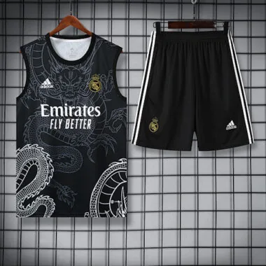 24-25 Real Madrid Dragon Black Training Vest Kits(Top+Shorts) Football