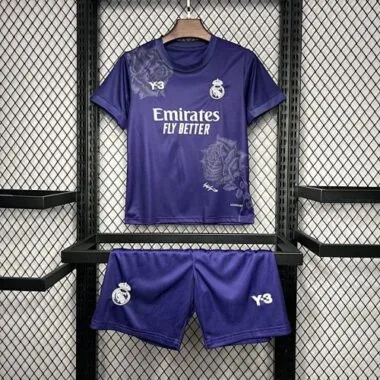 24-25 Real Madrid Y3 Kid Kits Purple Children Sets Football AAAAJersey Yupoo