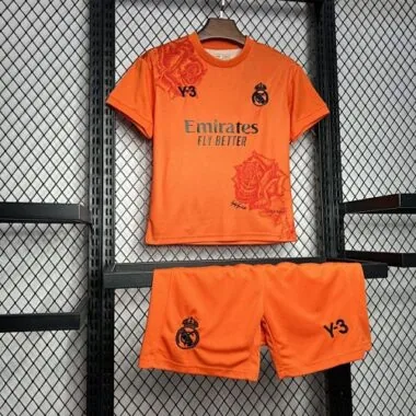 24-25 Real Madrid Y3 Kid Kits Orange Children Sets Football