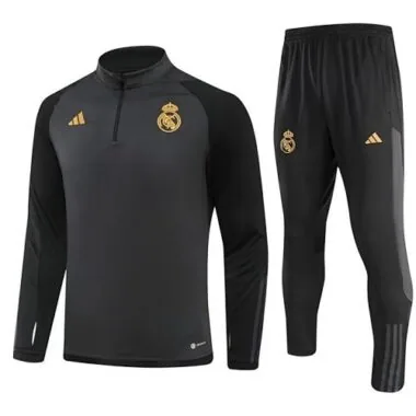 23-24 Real Madrid Long Sleeve Kits Black Training Suit Football Jerseys Yupoo