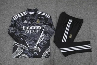 23-24 Real Madrid Long Sleeve Dragon Special Edition Black Training Suits Soccer Jerseys