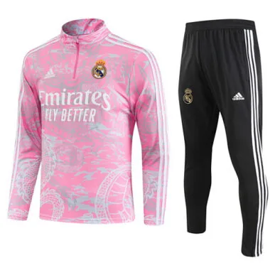 23-24 Real Madrid Long Sleeve Dragon Special Edition Pink Training Suits Soccer Jerseys Yupoo