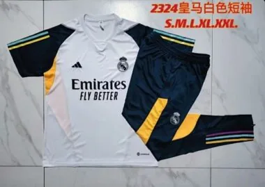 23-24 Real Madrid Short Sleeve Kits White Training Suits Soccer Jerseys Yupoo