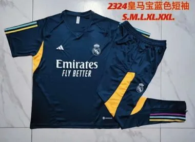 23-24 Real Madrid Short Sleeve Kits Navy Training Suits Soccer Jerseys Yupoo
