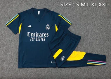 23-24 Real Madrid Short Sleeve Kits Navy Training Suits Soccer Jerseys Yupoo