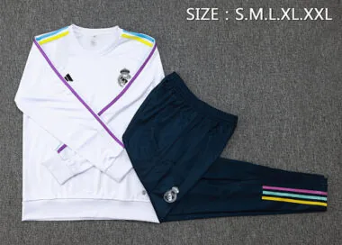 23-24 Real Madrid Long Sleeve Kits White Training Suits Soccer Jerseys Yupoo