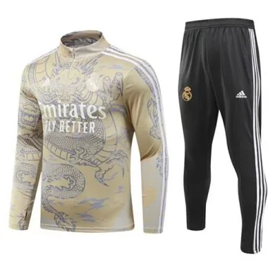 23-24 Real Madrid Long Sleeve Kits Yellow Dragon Special Training Suits Soccer Jerseys Yupoo