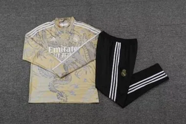23-24 Real Madrid Long Sleeve Kits Yellow Dragon Special Training Suits Soccer Jerseys