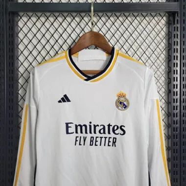 23-24 Real Madrid Home Kids Long Sleeve Kits Soccer Jerseys