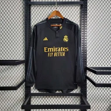 23-24 Real Madrid Third Kit Long Sleeve Black Shirt Soccer Jerseys Yupoo