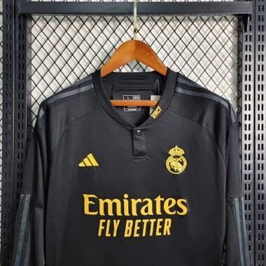 23-24 Real Madrid Third Kit Long Sleeve Black Shirt Soccer Jerseys