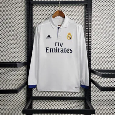 16-17 Retro Real Madrid home Long Sleeve Size S-XXL Soccer Jersey